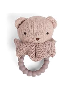 Smallstuff, Babyrassel, - Rattle, bear face on silicone ring, soft rose (40008-92)