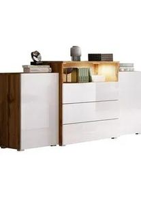 Sideboard Urban III mit LED ca. 150x69 cm Weiß/Eiche Wotan