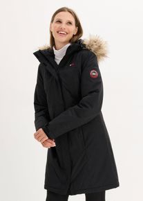 Warme lange outdoor jas met imitatiebont - zwart - maat 40 - bonprix