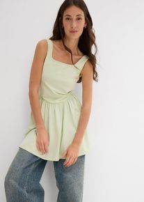 Lange top van een elastische katoenmix - groen - maat 48/50 (XL) - met katoen - bonprix