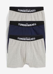 Boxer nauwsluitend (set van 3) - grijs - maat 6 (L) - met katoen - bonprix