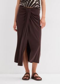 Jersey rok met een comfortband - bruin - maat 36/38 (S) - viscose - bonprix