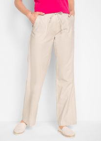 Wijde broek met linnen - beige - maat 34 - linnen - bonprix