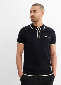 Poloshirt met contrasterende details - zwart - maat 52/54 (L) - met katoen - bonprix