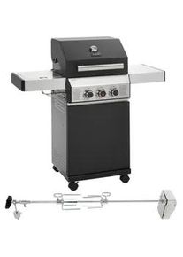 Taino Gasgrill Black 2+1 Set mit Drehspieß , Schwarz , Metall , 116x115x50 cm , Grills & Outdoor-Küchen, Gasgrills