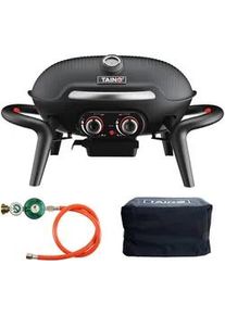Taino Tischgrill Kenai Set Schwarz , Metall , Oval , 73x38x50 cm , Grills & Outdoor-Küchen, Gasgrills