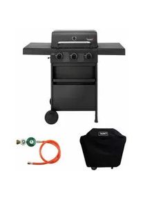 Taino Gasgrill Compact 3+0 Set , Schwarz , Metall , 113x100x48 cm , Grills & Outdoor-Küchen, Gasgrills