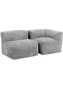 I.C.O.N. icon Sitzsack-Sofa 2-tlg.: Ecksessel, Sessel , Grau , Textil , 550x68x100 cm , Wohnzimmer, Hocker, Sitzsäcke, XXL Sitzsäcke