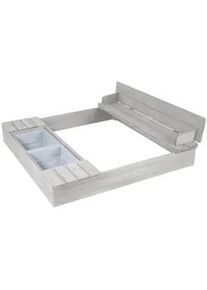 Roba Sandkasten aufklappbare Sitzbank + Spielwannen grau , Grau , Holz , Quadratisch , 125x20.5x120 cm , unisex , Outdoor Spielzeug, Sandkästen