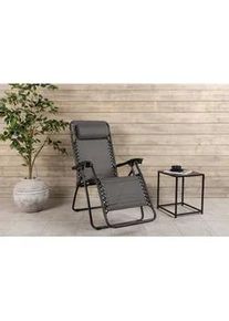 Gardenson Garten-Relaxsessel , Grau , Metall, Kunststoff, Textil , 68x112x90 cm , klappbar , Gartenmöbel, Gartenliegen, Liegestühle