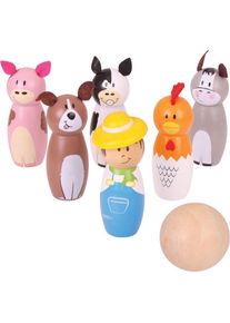 Bigjigs Hölzerner Bowlingset-Bauernhof