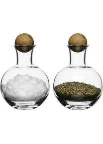 Sagaform Oval Oak Gewürz Spender Set, Pfeffermühle + Salzmühle, Transparent