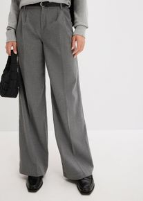 Weite Bundfaltenhose, grau, Größe 38, bonprix