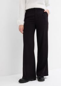 Weite Bundfaltenhose aus Viskosemix, schwarz, Größe 44, Viskose, bonprix