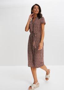 Blusenkleid mit Pünktchen, braun, Größe 50, bonprix