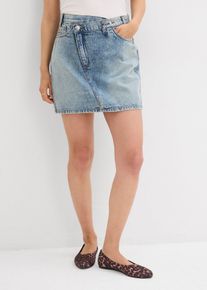 Jeansrock mit asymmetrischem Bund, blau, Größe 46, mit Baumwolle, bonprix