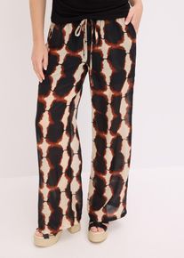 weite Hose mit Batik-Print, schwarz, Gr&ouml;&szlig;e 52, bonprix