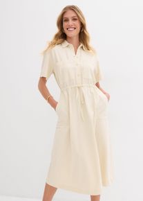 Jerseykleid aus Baumwoll-Stretch, beige, Größe 40/42 (M), mit Baumwolle, bonprix
