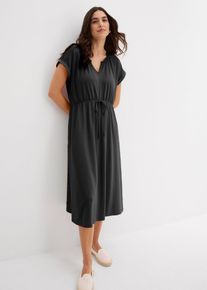 Jersey Kleid aus fließendem Viskose-Mix, schwarz, Größe 52/54 (XXL), Viskose, bonprix