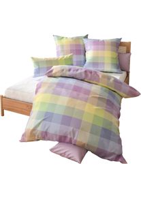 wäschepur unisex Bettwäsche rosé-bleu-kariert Größe 40x80/135x200 cm