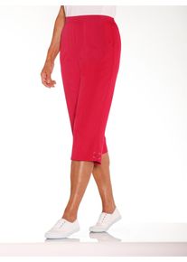 Damen Caprihose mit Bändchen- und Ösenverzierung in rot ,Größe 38, WITT, 100% Polyester