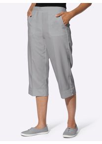 Dames Capribroek verfraaid met oogjes en bandjes in steengrijs ,maat 38, WITT, 100% Polyester