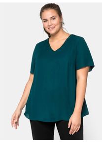 sheego Damen Tunika im Lagenlook in tiefgrün ,Größe 40, Witt, 100% Polyester