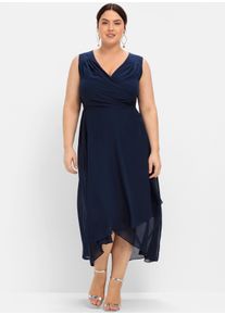 sheego Dames Avondjurk in wikkellook, van chiffon in marine ,maat 40, Witt, 100% Polyester