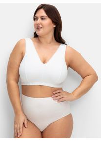 sheego Dames Beugelloze beha in bustiermodel, in set van 2 in marine en wit ,maat 100F, Witt, 95% Katoen, 5% Elastan