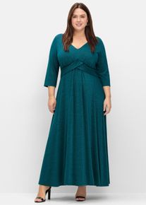 sheego Dames Avondjurk met gemetalliseerd garen in petrol ,maat 46, Witt, 66% Viscose, 16% Polyamide, 15% gemetalliseerd garen, 3% Elastan