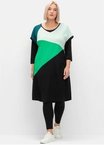 sheego Dames Shirtjurk met grafische print in zwart/groen ,maat 44/46, Witt, 50% Katoen, 50% Modal