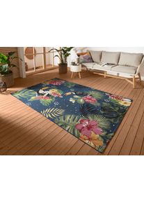 Hanse Home Outdoorkleed Tropical Dream In-& outdoor, tapijt, weerbestendig, balkon, tuin, woonkamer, floraal buitenkleden blauw