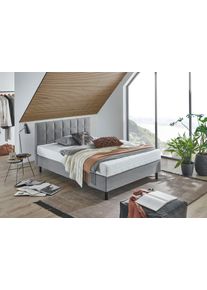 ATLANTIC HOME COLLECTION Boxspring NIKOLA Massief houten poten, met/zonder matras, verkrijgbaar in H2 en H3 boxsprings maat Structuur grijs