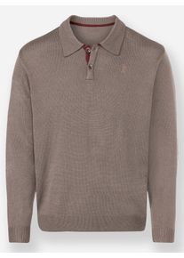 Catamaran Heren Polopullover met ribboordjes in taupe ,maat 48, Witt, 100% Polyacryl