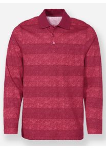 Catamaran Heren Poloshirt met lange mouwen en streeppatroon in bordeaux/kers ,maat 44/46, Witt, 100% Katoen