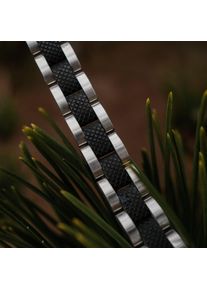 Heren armband Accord, hout en zilver roestvrij staal