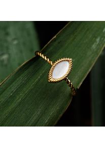 Holzkern Anello Visual Oro e Madreperla Bianca