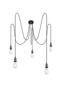 Globo Hängeleuchte , Schwarz , Metall, Textil , 120 cm , Lampen & Leuchten, Innenbeleuchtung, Hängeleuchten, Pendelleuchten