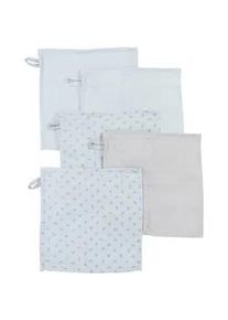 Roba Waschlappen 5er-Set blau , Blau , Textil , Rechteckig , 25x25 cm , Gots , Badtextilien, Waschlappen