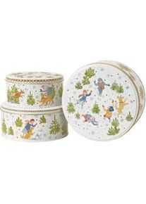 Hutschenreuther Keksdosenset , Multicolor, Weiß , Keramik , 3-teilig , 24.5x12.7x24.5 cm , DIN EN ISO 14001, DIN EN ISO 9001 , lebensmittelecht , Dekoration, Weihnachtsdekoration