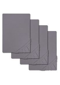 Juego de 4 sábanas bajeras CloudComfort Basic jersey stretch gris oscuro 140 x 190 - 160 x 200 cm (4 piezas)