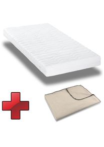 Colchón Premium de 7 zonas CloudComfort 100x200 cm, altura 15 cm, nivel de firmeza H2/H3 + manta acogedora Sleezzz Smart 140 x 200 cm