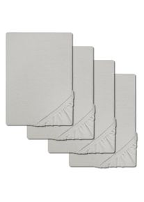 Juego de 4 sábanas bajeras CloudComfort Basic jersey elástico gris plata 140 x 190 - 160 x 200 cm (4 piezas)