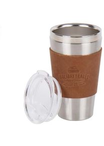 Holiday Travel Vacuumbecher, Edelstahl, 450ml, Kunstleder