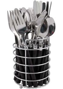 Bo-Camp Besteckset im Korb, 24-teilig, schwarz