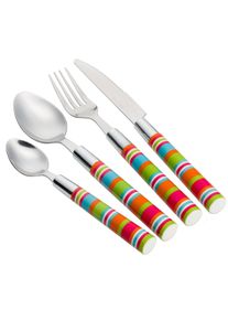 Flamefield Besteck-Set, 16-teilig, bunte Besteckstreifen