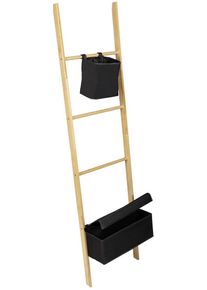 Wenko Ecori Handtuchleiter, bambus, schwarz