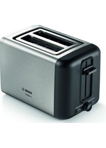 Bosch TAT3P420DE Kompakt Toaster, 2 Scheiben, 970W, DesignLine, Auftau- und Aufwärmfunktion, Gleichmäßiges Röstbild, Edelstahl