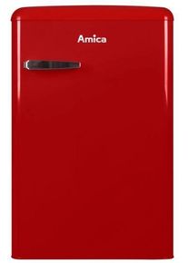 Amica KS 15610 R Retro-Kühlschrank, 55 cm breit, 87,5 cm hoch, 108 L, Automatische Abtauung, LED-Beleuchtung, Gefrierfach, chili red
