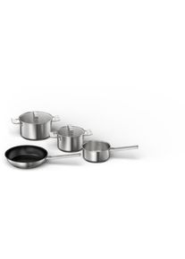 Bosch HEZ9SE040 Topfset, induktionsgeeignet, spülmaschinengeeignet, backofenfest, Literanzeige, 4-teilig, edelstahl